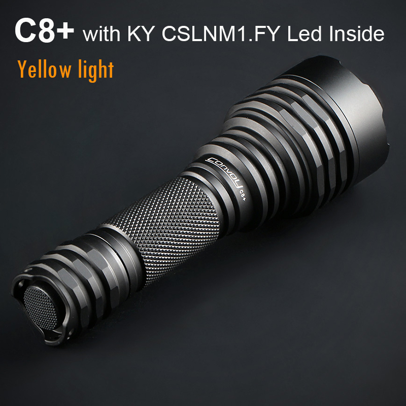 손전등 호송 C8 + KY CSLNM1.FY 오렌지-옐로우 라이트 18650 Linterna LED 캠핑 플래시 라이트 작업 Latarka Tactical Torch